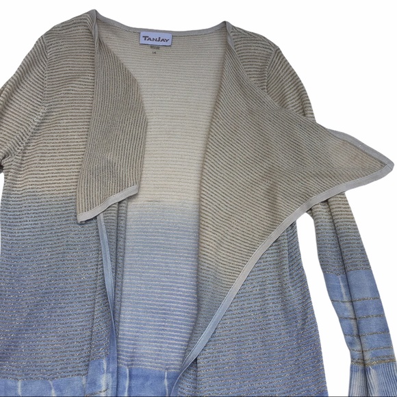 ***😀3 for $35/Tanjay Ombré Blue Tie Dye Cardigan, Gold Sparkle in the fabric. - Picture 4 of 12